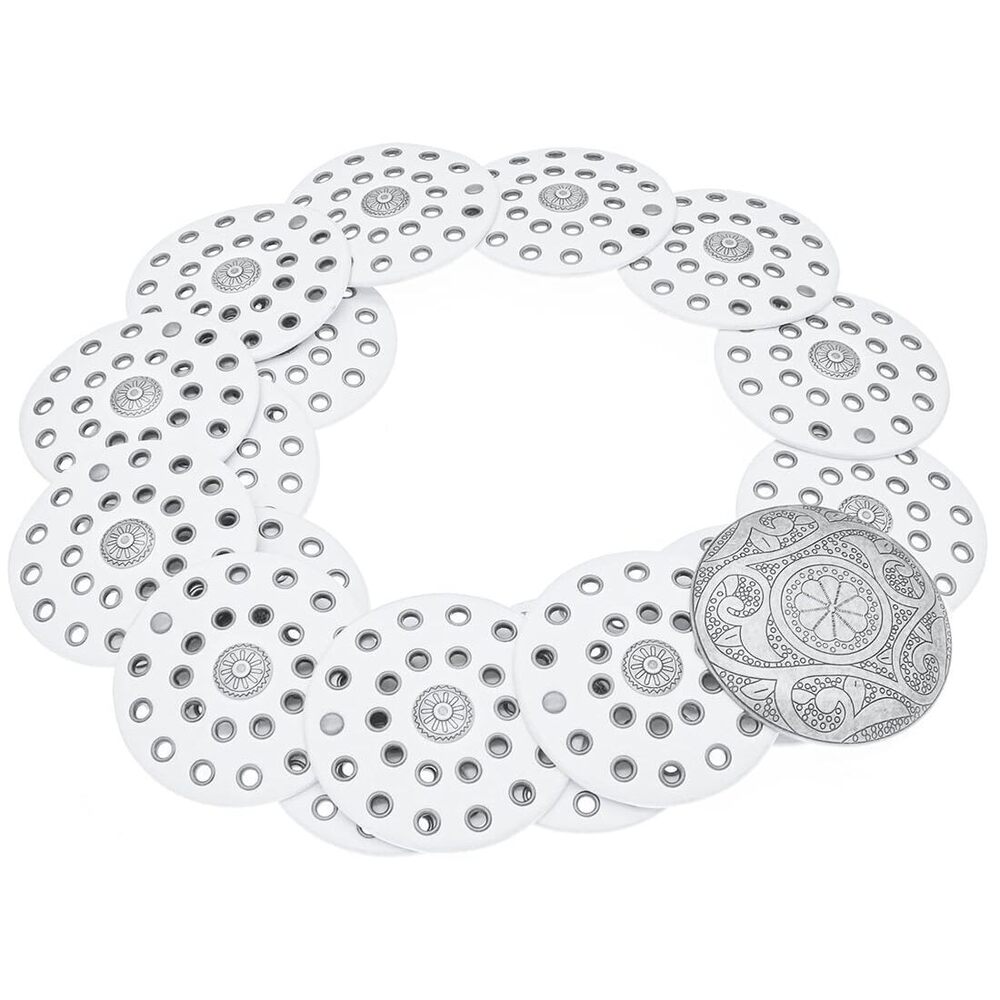 6542 Hollow Wide Disc Belt For Women Out Round Leather Metal Buckle - Picture 3 of 6